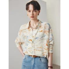 Stylish women's casual shirt with floral patterns, perfect for daily wear and office look, made from comfortable fabric for all-day wear.