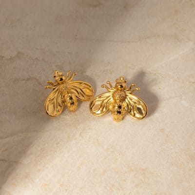 Alternative view of 18K Gold Stainless Steel Creative Plated Bee Earrings