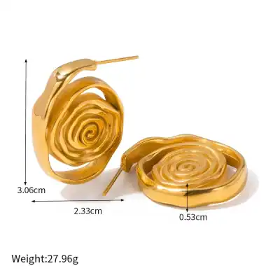 Gold Spiral Earrings for Women, Fashion Jewelry, Stylish Gold Hoop Earrings, Trendy Gold Plated Accessories, Unique Jewelry Gift.