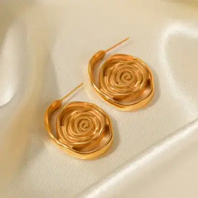 Highly detailed gold spiral drop earrings, perfect for stylish women and special occasions, available at Monalisa Store.