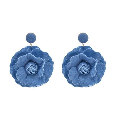 Elegant blue fabric floral earrings for women, perfect for style and occasions. Show off your fashion sense with these eye-catching statement jewelry pieces from Monalisa Medical Store.
