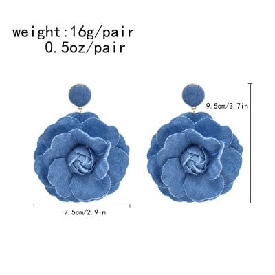 Delicate blue fabric flower earrings, perfect for stylish accessories, fashion jewelry, wedding or party wear, and gift ideas. Lightweight and elegant, ideal for women and girls.