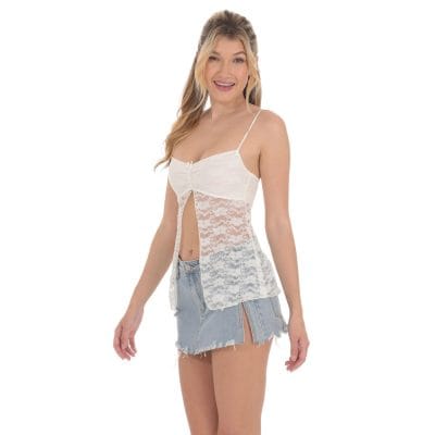 Elegant lace women's top with a flattering fit, delicate design, and adjustable straps, ideal for casual or semi-formal occasions. Comfortable and stylish, perfect for enhancing your wardrobe.