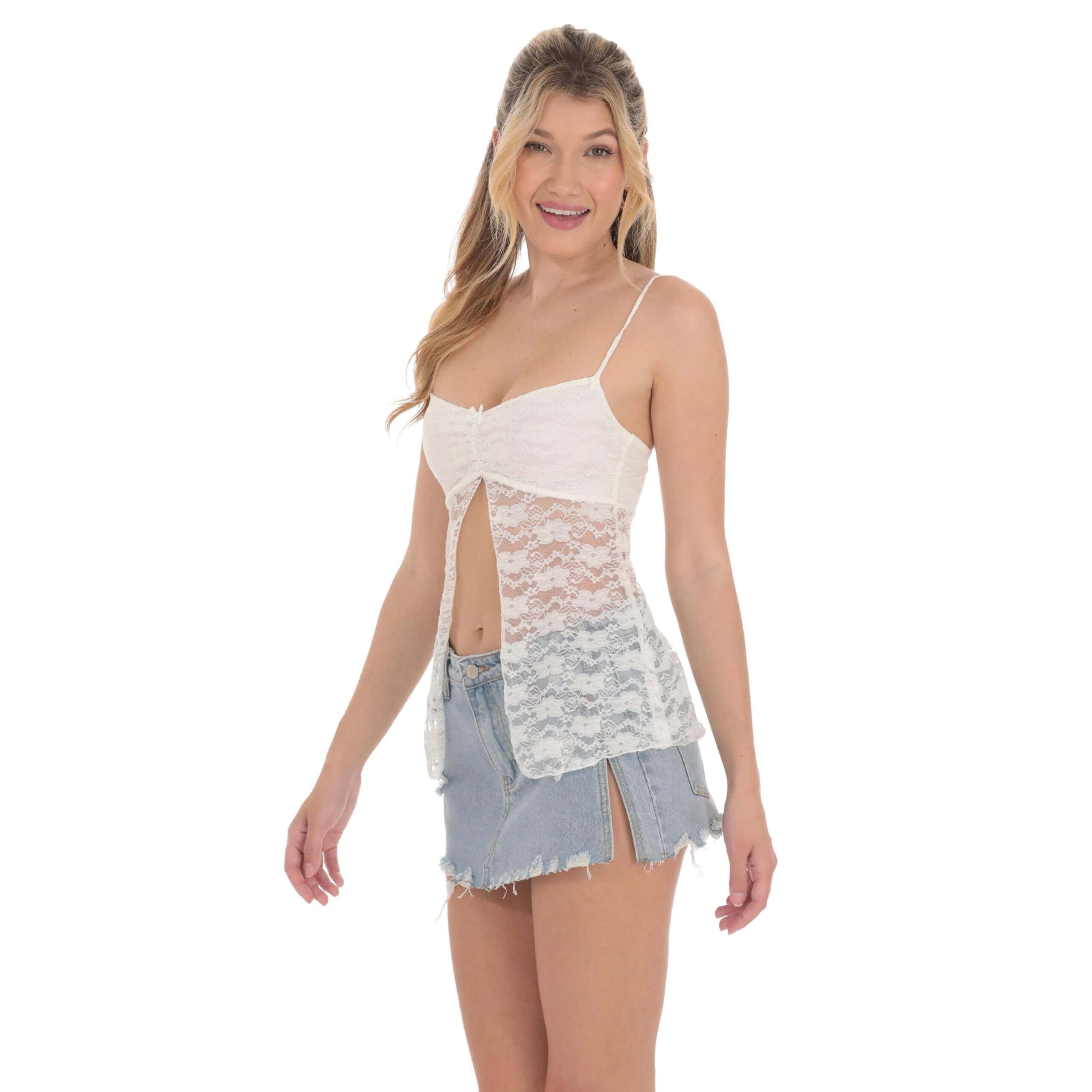 Elegant lace women's top with a flattering fit, delicate design, and adjustable straps, ideal for casual or semi-formal occasions. Comfortable and stylish, perfect for enhancing your wardrobe.