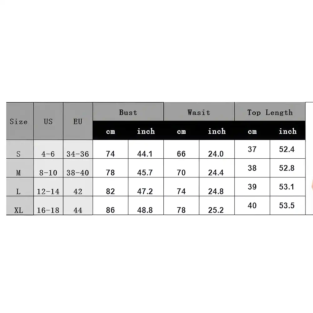 Elegant bridal gown with detailed size chart for perfect fit, available in various sizes. Ideal for weddings, formal events, and special occasions. Comfortable and stylish design for modern brides.