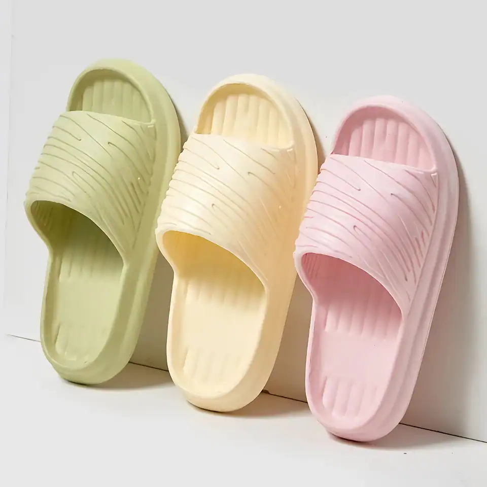Colorful, lightweight slide sandals for women, perfect for spa, bathroom, or casual wear, featuring slip-resistant soles and stylish design.