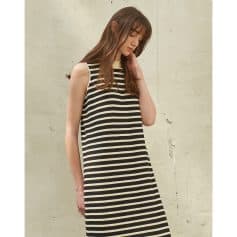 Stylish black and white striped dress perfect for casual eyewear shopping at Monalisa Store.