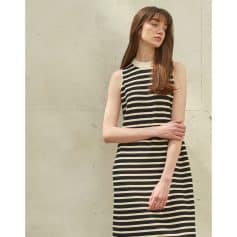 High-quality black and white striped sleeveless dress perfect for casual or summer wear. Designed for women seeking comfortable yet fashionable summer clothing.