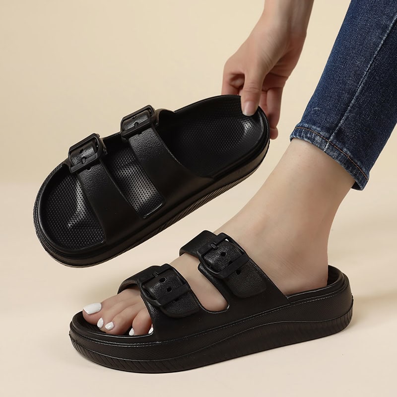 High-quality black casual sandals with adjustable straps, perfect for everyday wear and outdoor activities, offering style and comfort.
