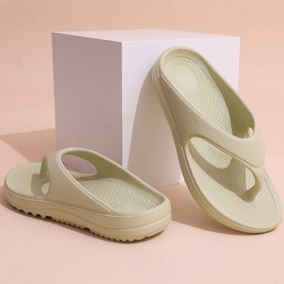 Bright beige slip-on comfortable slides ideal for casual, indoor, and outdoor wear. Perfect for stylish yet supportive footwear, suitable for all-day wear.