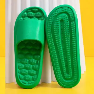 Comfortable slip-on green sandals for men and women, featuring cushioned soles with textured grip for all-day wear and easy footwear choice at Monalisa Store.