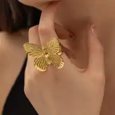 Gold butterfly ring with intricate design, perfect for elegant fashion statements and gifting. Handmade jewelry available at Monalisa Store, specializing in premium opt jewelry collections.