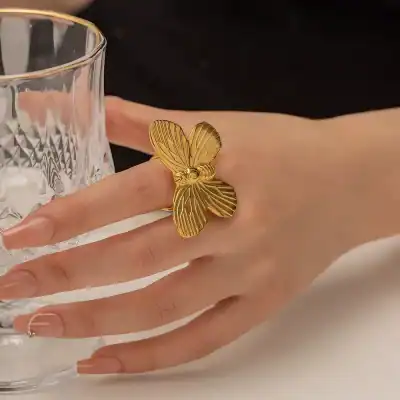 Stunning gold butterfly ring perfect for fashion-forward accessories. Shop high-quality, unique jewelry designs at Monalisa Store to enhance your style.
