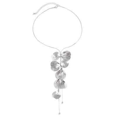 Stunning silver flower necklace with delicate petal details, perfect for stylish accessories or gifts, available at Monalisa Store for jewelry lovers.