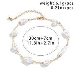 Adjustable pearl jewelry with gold chain for elegant look, perfect for women’s fashion and accessories. Light weight, 6.1g, suitable for special occasions or daily wear.