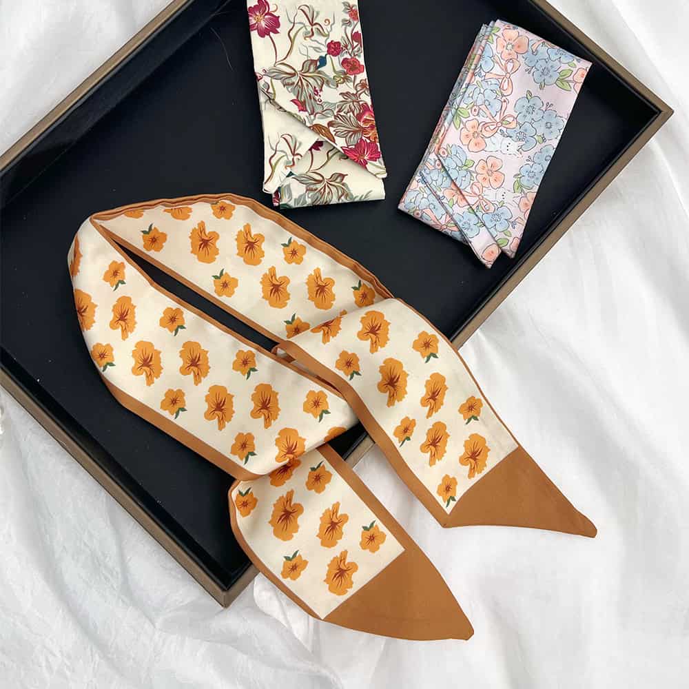 Luxurious floral silk scarves for women, stylish accessories from Monalisa Store, perfect for fashion, gifting, and adding elegance to any outfit.