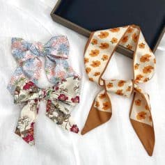 Vibrant floral hair scarves crafted from lightweight fabric, perfect for adding a stylish touch to your hairstyle. Ideal for daily wear or special occasions, these scarves combine comfort and fashion.