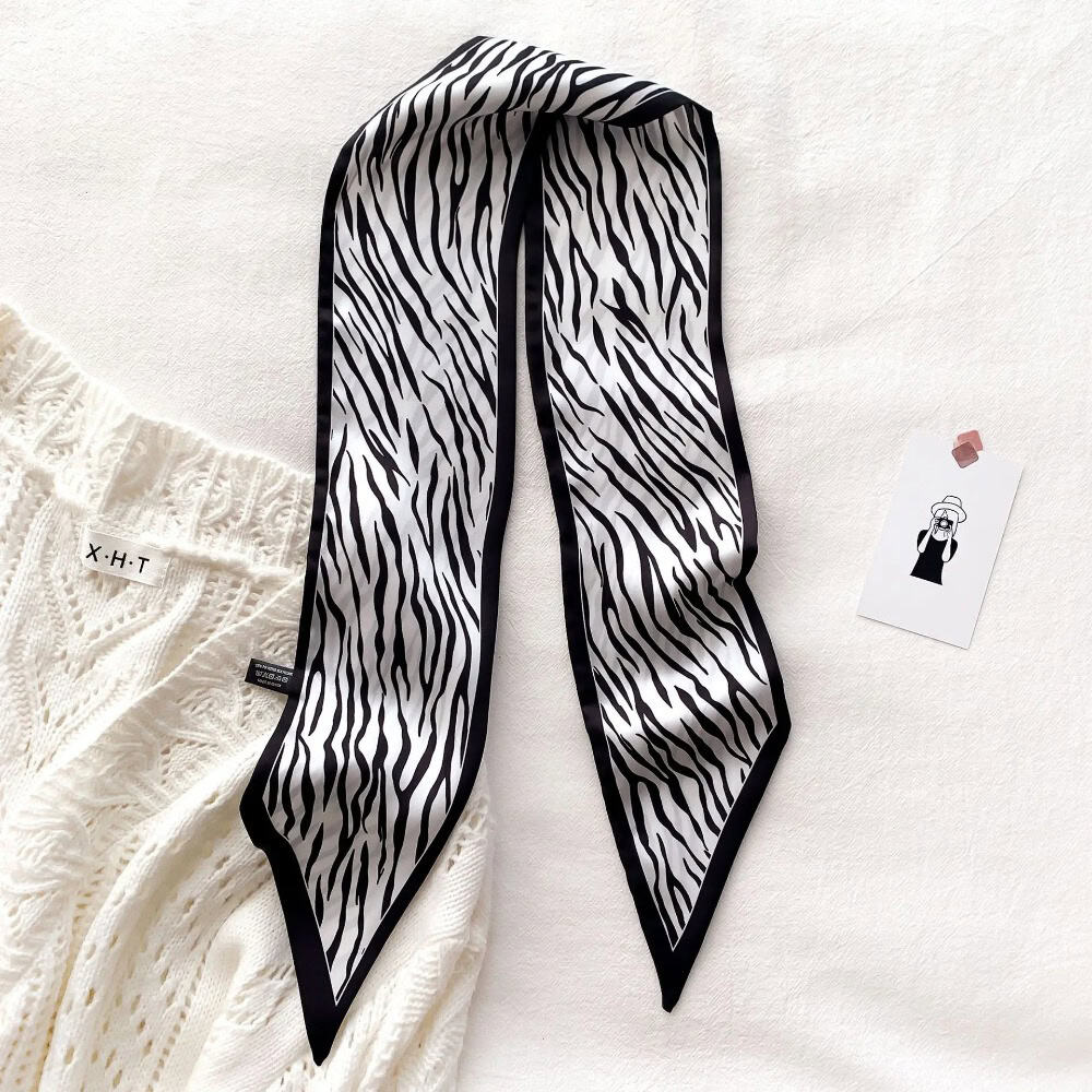 Fashion zebra print silk scarf for women and men, perfect for stylish accessories and eye-catching outfits, available at Monalisa Medical Store.