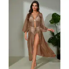 Elegant sheer beach cover-up for women.