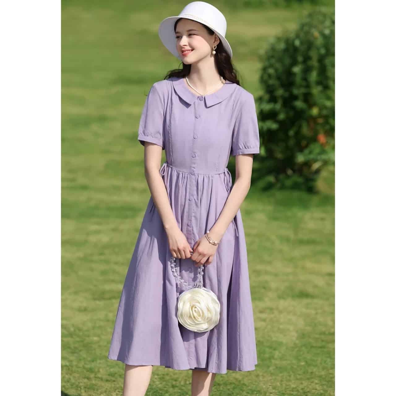 Lavender dress, summer fashion for women, casual dress, outdoor wear, stylish clothing, Monalisa Store.