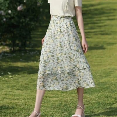 Floral midi skirt perfect for summer fashion and casual or semi-formal occasions, featuring lightweight fabric, flowy design, and a chic pattern ideal for women seeking stylish and comfortable clothing.