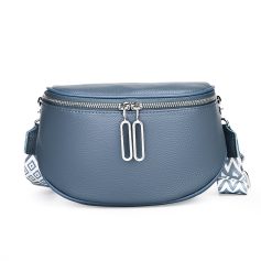 Stylish blue optical bag with zip closure designed for eyewear protection, perfect for travel and daily use. Crafted with durable material, featuring an adjustable strap for comfort.