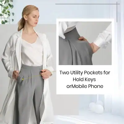 Comfortable women's business trousers with two spacious utility pockets for holding keys or mobile phones, perfect for professional or casual wear.