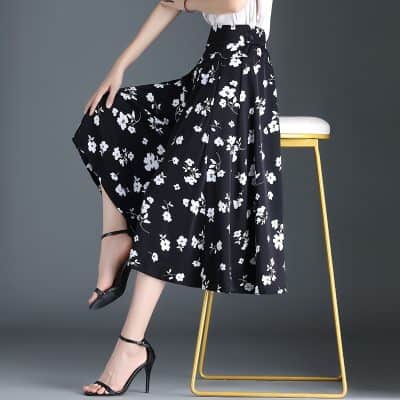 Floral skirt for women, high waist design, stylish and versatile for casual or office outfits, available at Monalisa Store.