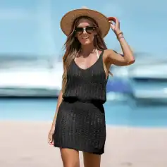 Elegant summer sundress with a lightweight, breathable fabric perfect for beach or resort wear, combining comfort and trendy fashion, ideal for sunny days.