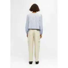 Comfortable women's casual clothing from Monalisa Store, featuring a striped blouse and beige cargo pants perfect for everyday wear and stylish comfort.