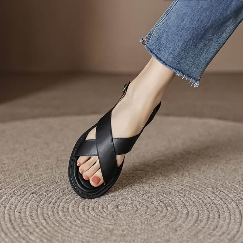 High-quality black sandal featuring a sleek design, perfect for casual and fashionable wear, ideal for women seeking comfort and style in everyday footwear.