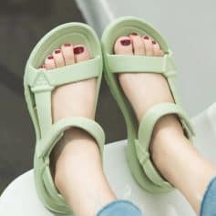 Comfortable light green casual sandals for women, perfect for everyday wear and summer outings. Features durable straps and a cushioned sole for all-day comfort.
