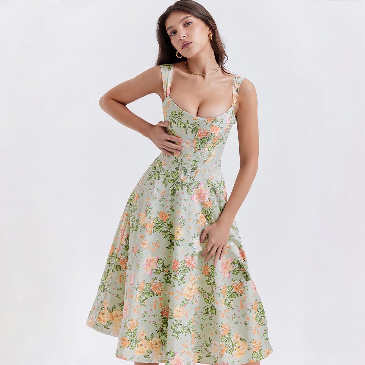 Chic Printed Spaghetti Strap Midi Dress - Image 6