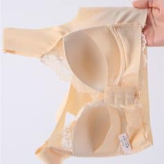 Seamless nude silicone adhesive bra, lightweight, reusable, perfect for backless and strapless outfits, offering discreet support and a natural look for all-day confidence.
