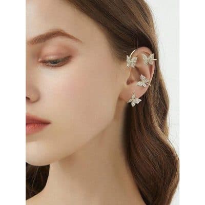 Jewelry earrings featuring butterfly design with sparkling stones, perfect for women seeking stylish and chic accessories.