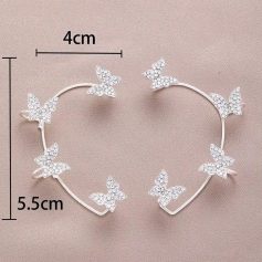 Delicate butterfly-themed silver hoop earrings adorned with crystals, perfect for stylish women. Lightweight and fashionable jewelry accessory for daily wear or special occasions.