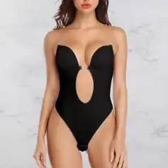 Elegant black body suit with cut-out design, ideal for fashion-forward women and special occasions. Perfect for stylish outings or intimate moments.