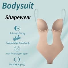 Nude shapewear bodysuit for comfortable, breathable, soft fitting, and good wrapping with non-fluorescent agents, perfect for enhancing your silhouette and providing seamless support.