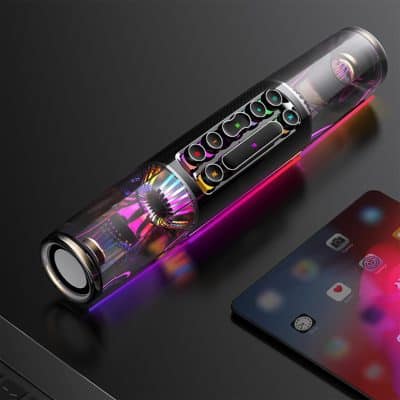 Vape mod with LED lighting, sleek futuristic design, and digital controls, perfect for vaping enthusiasts.