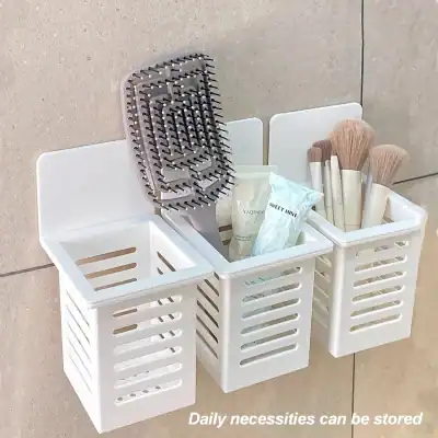 Versatile storage containers for skincare, makeup brushes, and daily essentials in a clean, white design for easy organization.