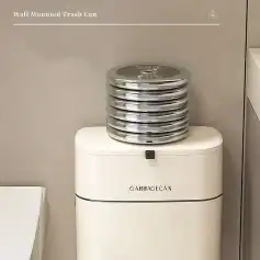 Modern wall mounted trash can for hygienic waste disposal, ideal for medical clinics, salons, and healthcare facilities. Space-saving design with durable stainless steel construction.