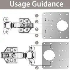 Optical hinge for medical equipment or furniture, showcasing installation components and usage guidance for durable, high-quality opt products.