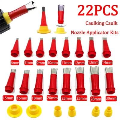 2. Red caulking nozzle applicator kits with 22 pieces in various sizes for precise sealant application, suitable for home improvement, crafts, and automotive use.