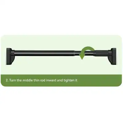 An image showing a black telescopic adjustment tool for eyeglasses, illustrating the step to turn the middle thin rod inward and tighten for proper fit using Monalisa Medical products.