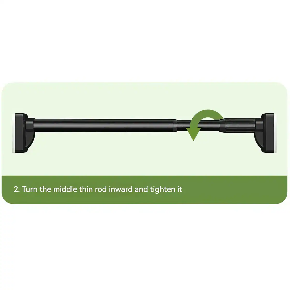 An image showing a black telescopic adjustment tool for eyeglasses, illustrating the step to turn the middle thin rod inward and tighten for proper fit using Monalisa Medical products.