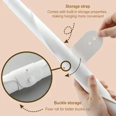 Optical storage strap with built-in buckle for easy hanging organization in medical environments.