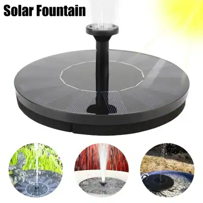 Decorative solar-powered water fountain for outdoor spaces.