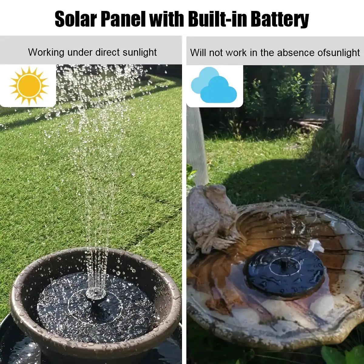 High-efficiency solar panel with integrated battery for outdoor use, suitable for sunny days, not effective in cloudy or dark conditions. Ideal for sustainable energy solutions and outdoor solar applications.