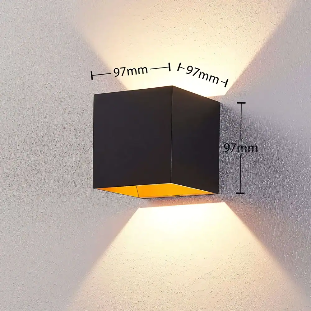 Stylish black wall light fixture measuring 97mm, perfect for modern home or office decor, providing attractive ambient lighting with a sleek design.