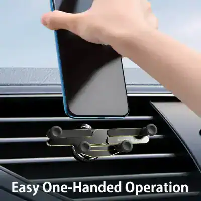 Portable magnetic car phone holder for safe driving, easy one-handed operation, compatible with all smartphones, secure grip, and stylish design.